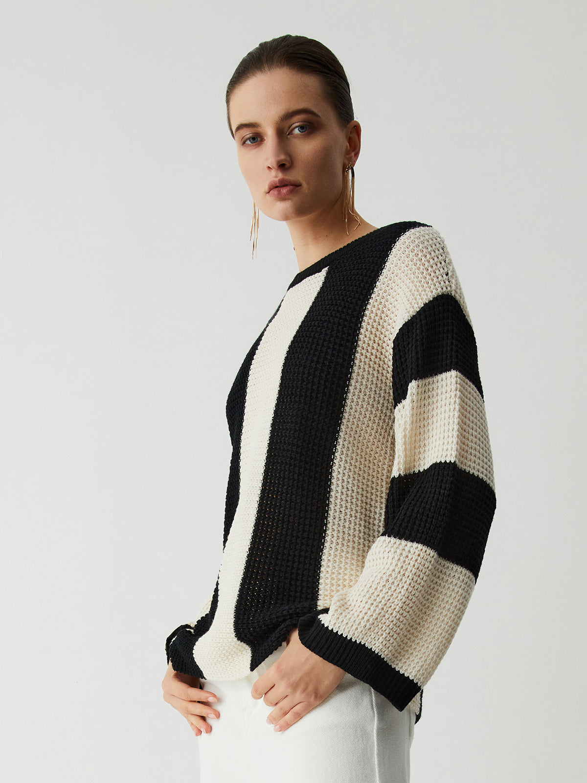 Pointelle Stripe Sweater