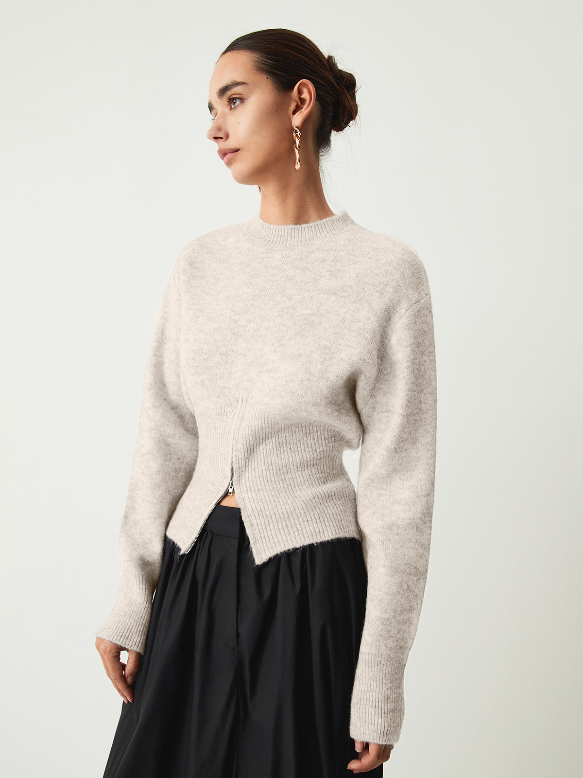 Half Zip Fuzzy Sweater for women