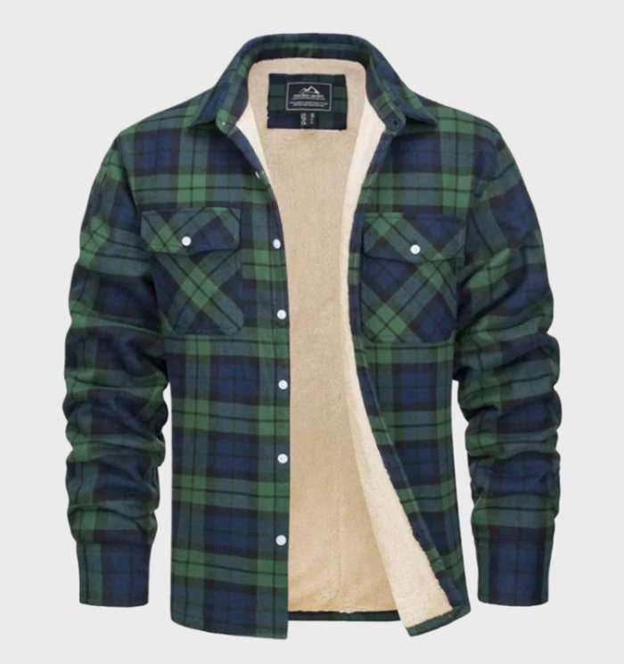 Vintage flannel jacket for men with fleece lining