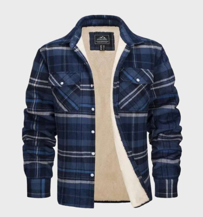 Vintage flannel jacket for men with fleece lining