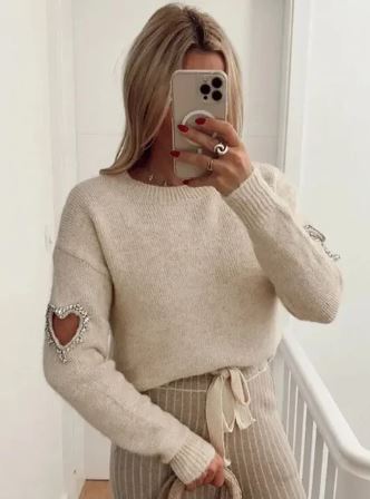 Fashion Love Heart Hollow Out Jumper