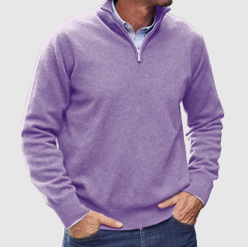 Jumper with zip collar for men