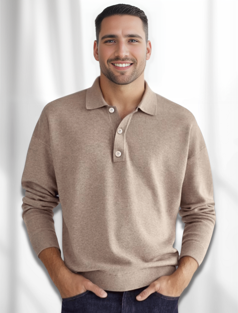 Long-sleeved polo shirt for men