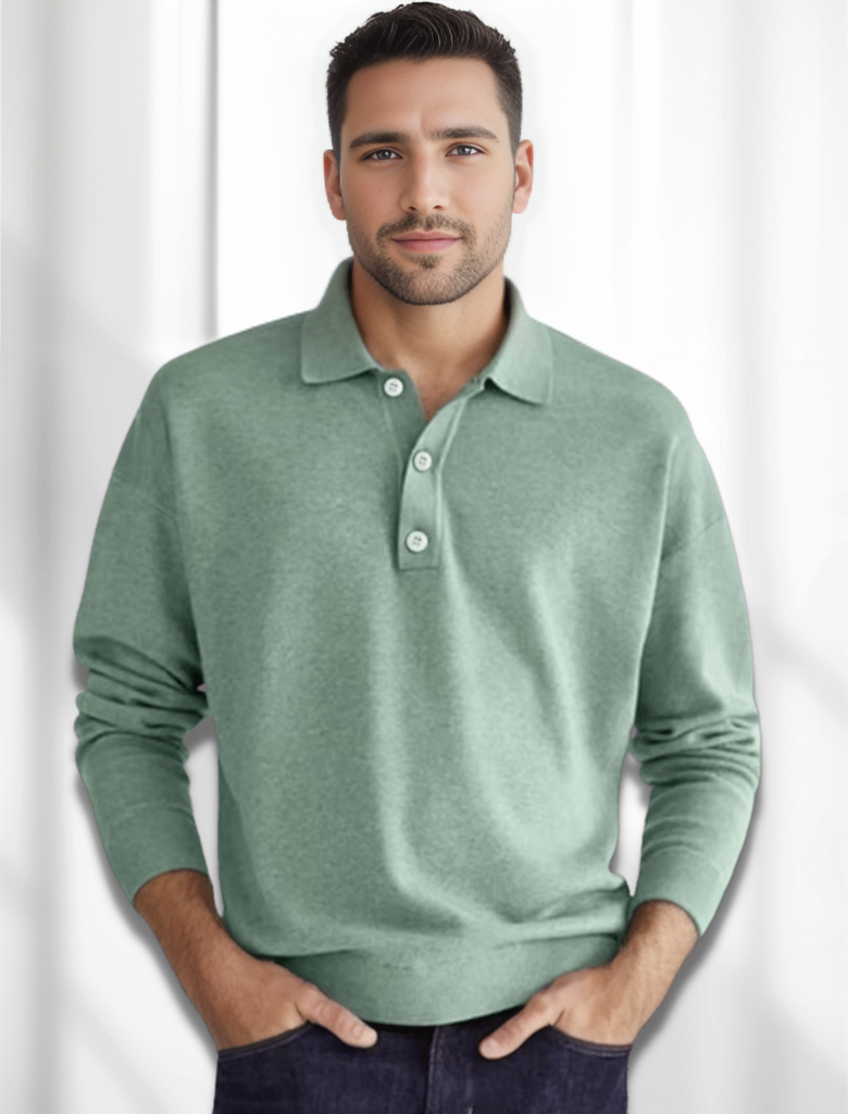 Long-sleeved polo shirt for men