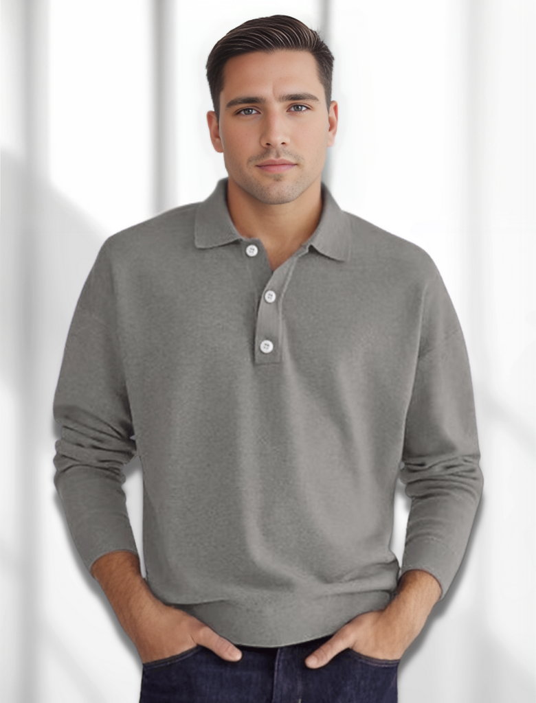 Long-sleeved polo shirt for men