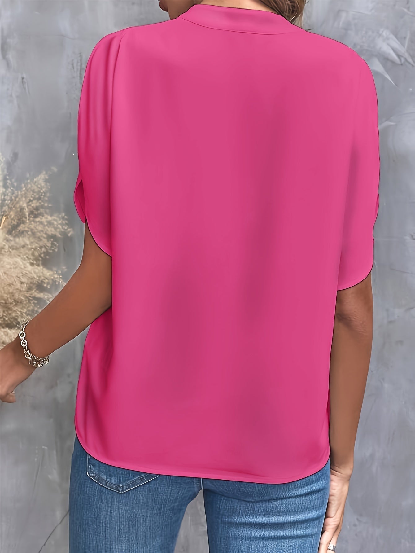 V-Neck Short Sleeve Blouse