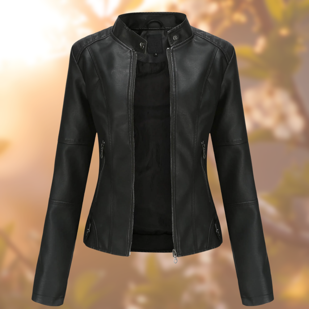 Stylish leather biker jacket