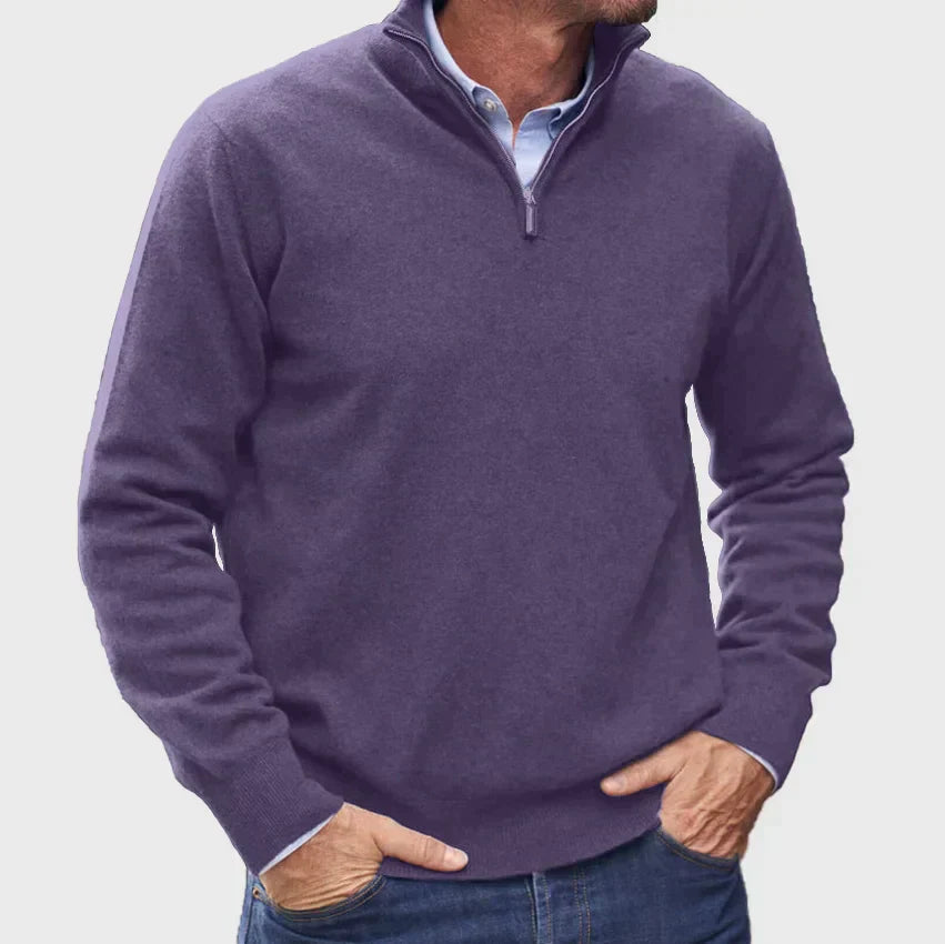 Jumper with zip collar for men