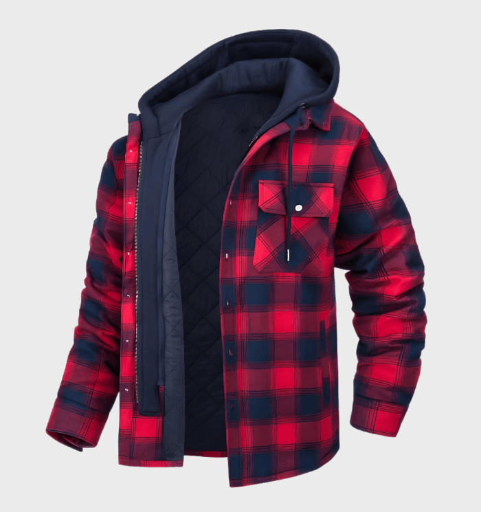 Winter jacket with checked pattern for men