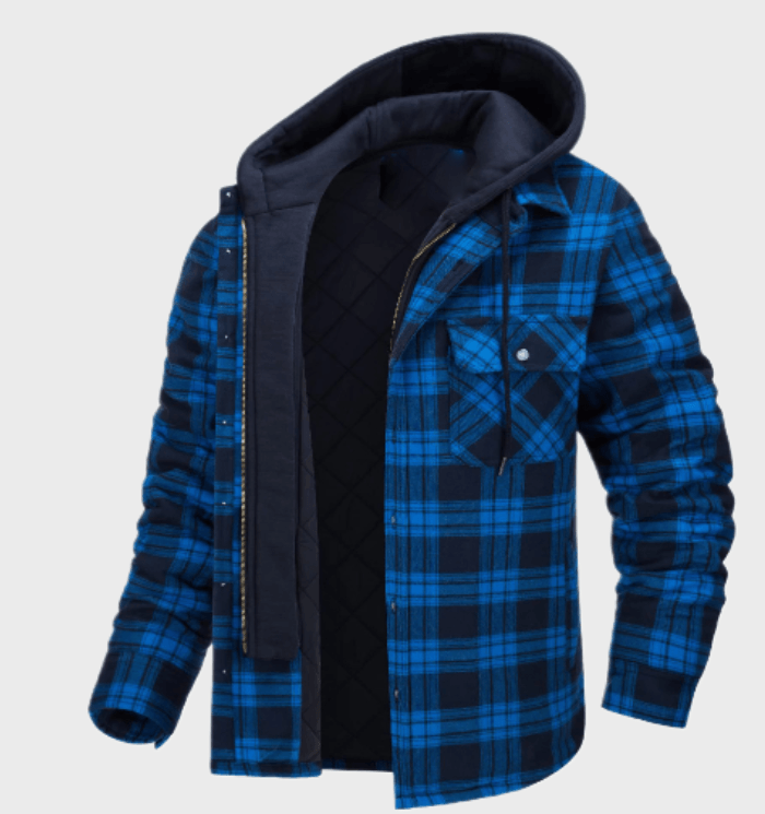 Winter jacket with checked pattern for men