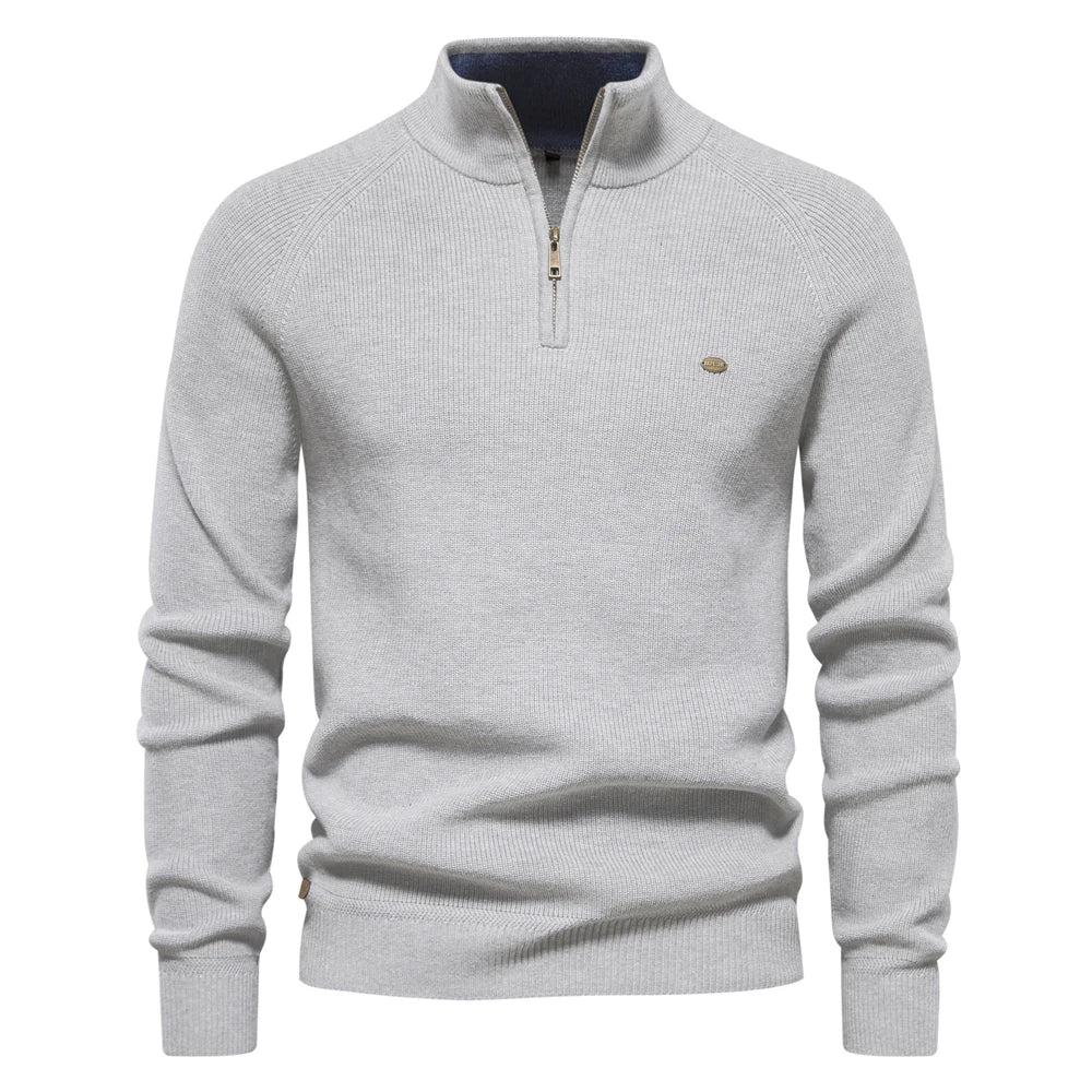 Men's jumper with zip collar