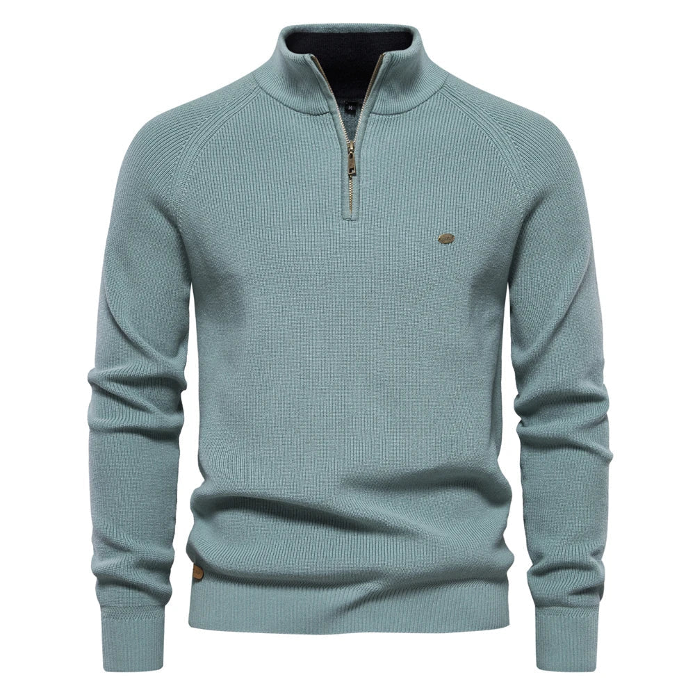 Men's jumper with zip collar