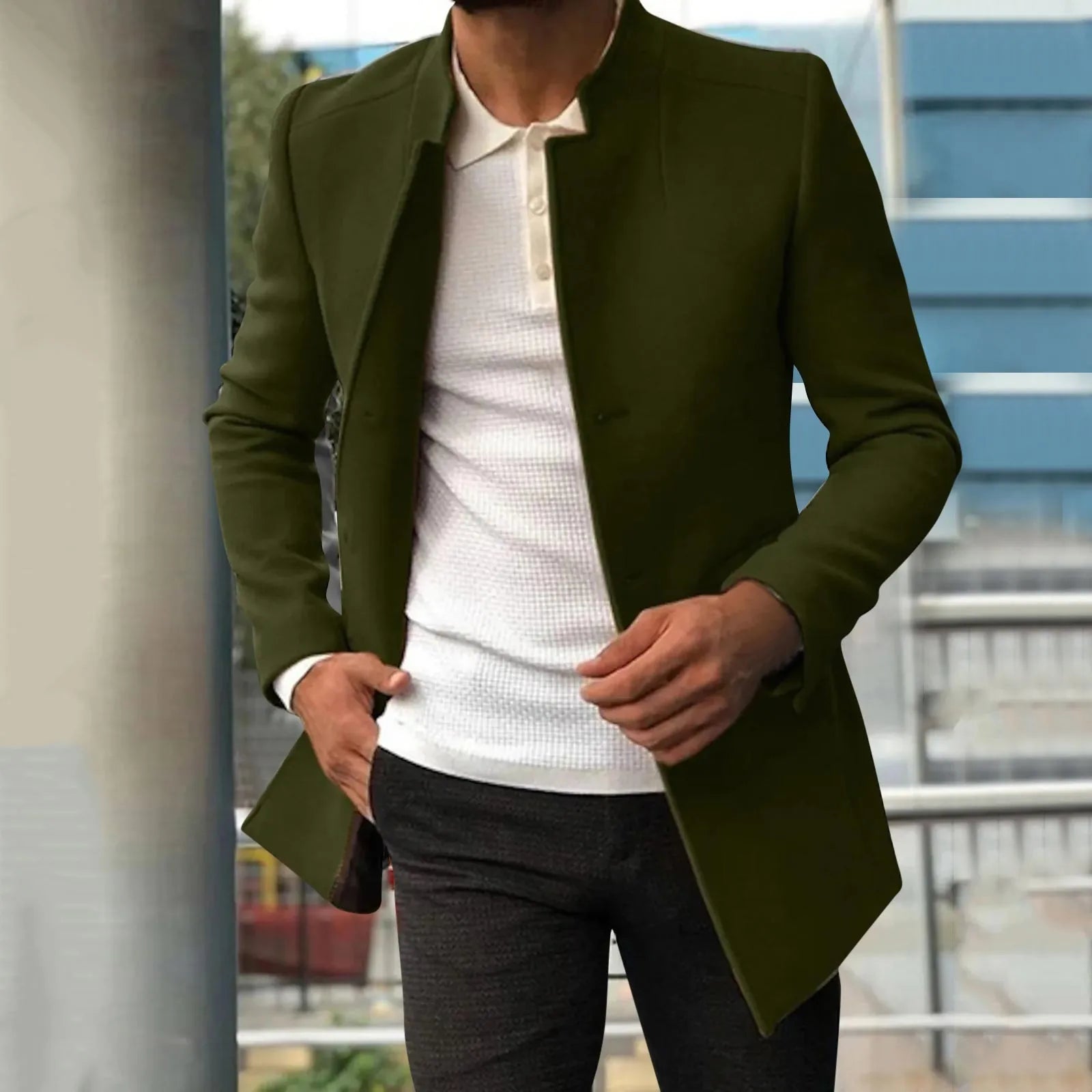 Elegant long men's coat for autumn