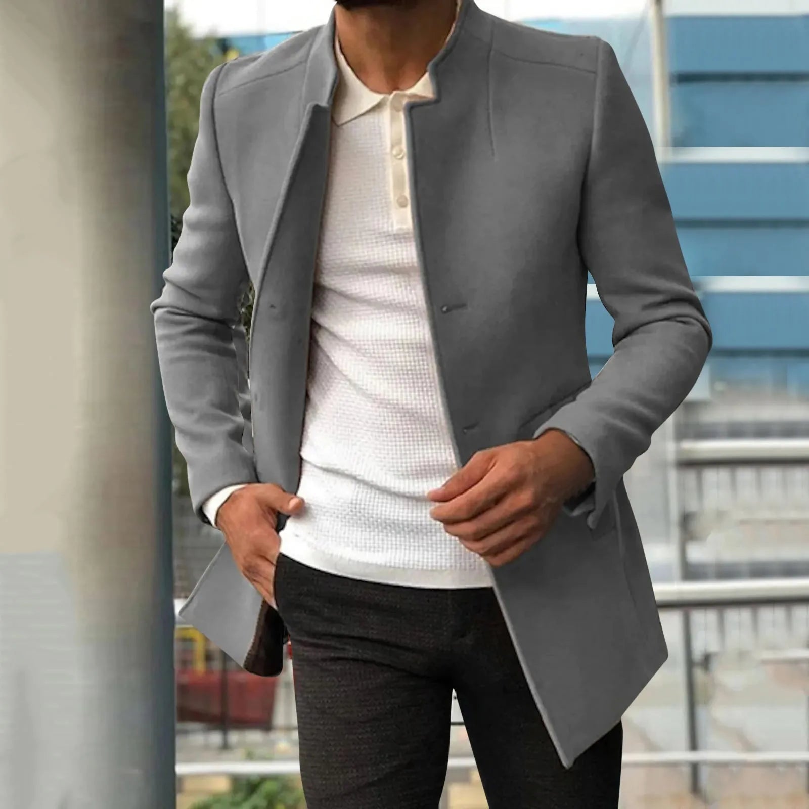 Elegant long men's coat for autumn