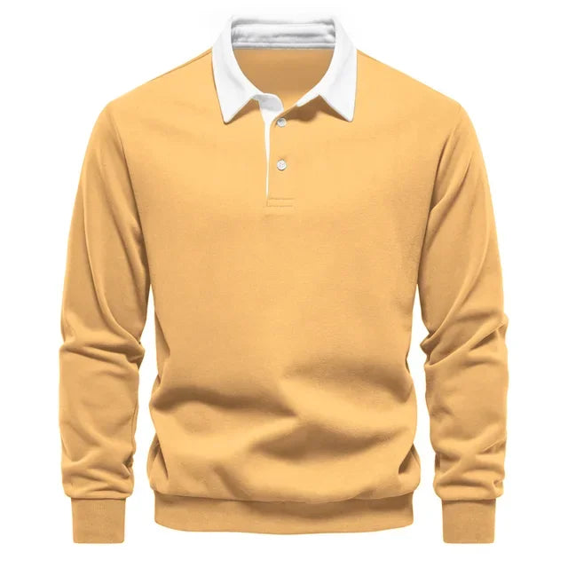 Men's polo sweatshirt with stand-up collar