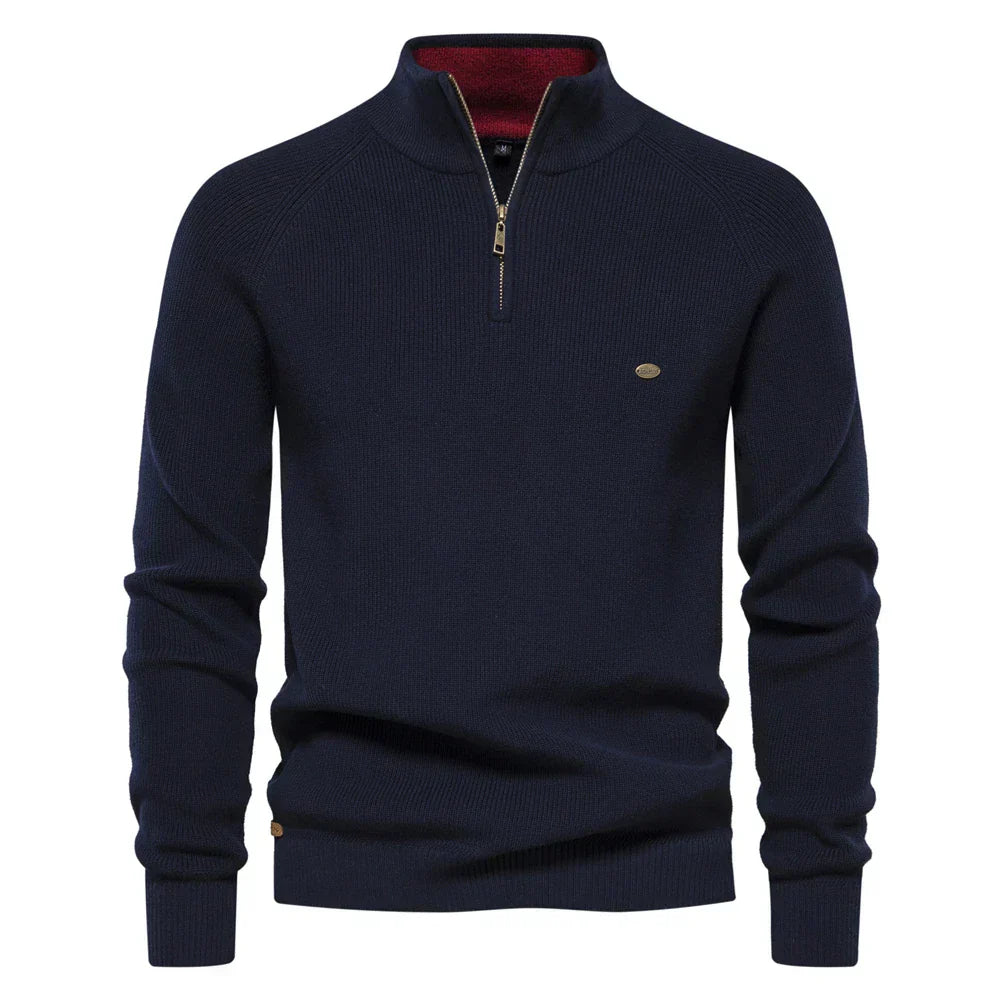 Men's jumper with zip collar