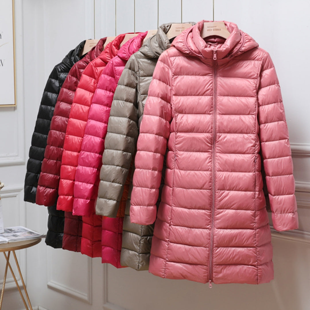 Ladies ultralight long down jacket