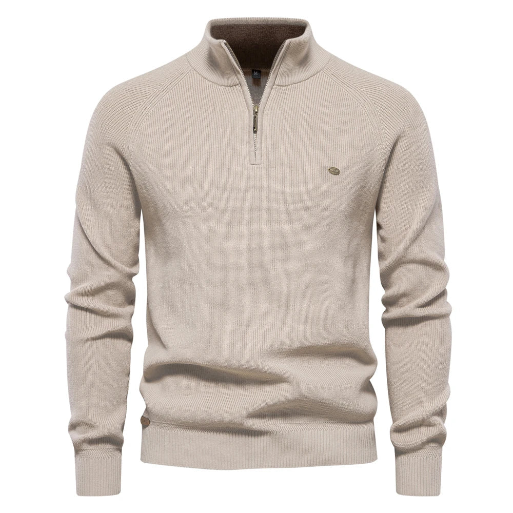 Men's jumper with zip collar