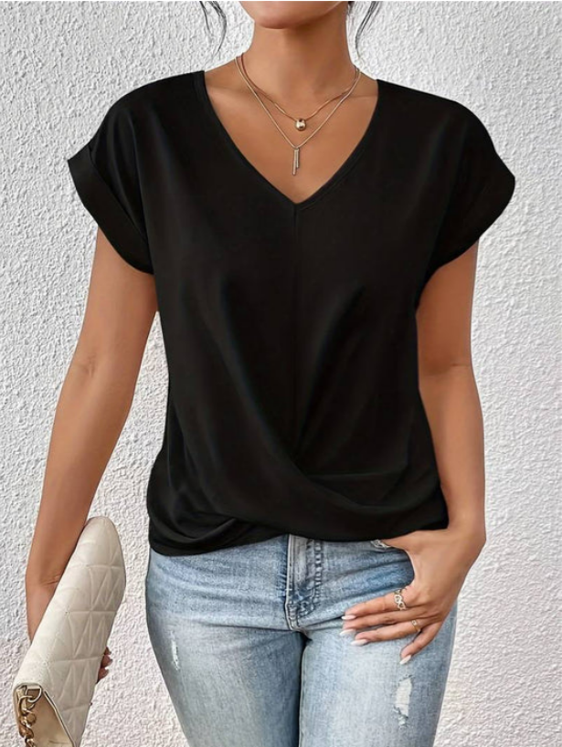 Draped V-neck Shirt for women