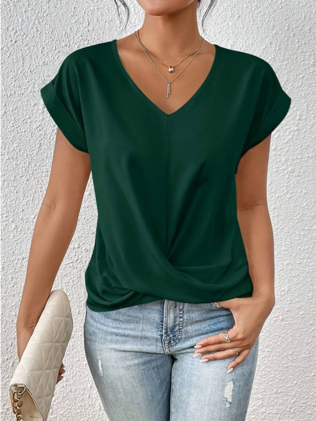 Draped V-neck Shirt for women