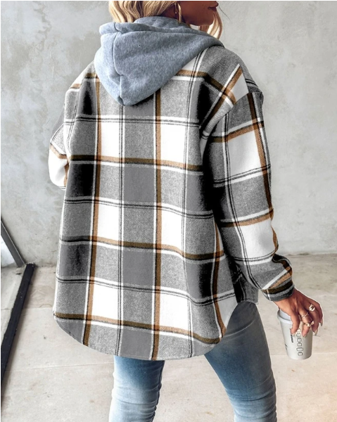 Plaid Hooded Overshirt for women