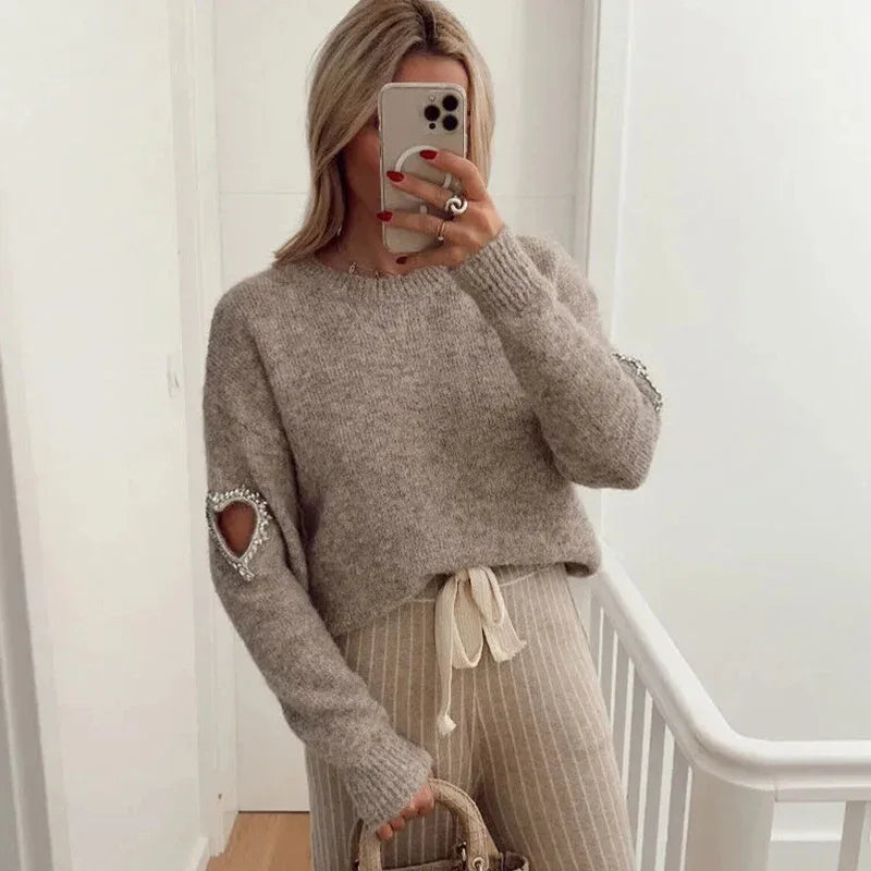 Fashion Love Heart Hollow Out Jumper