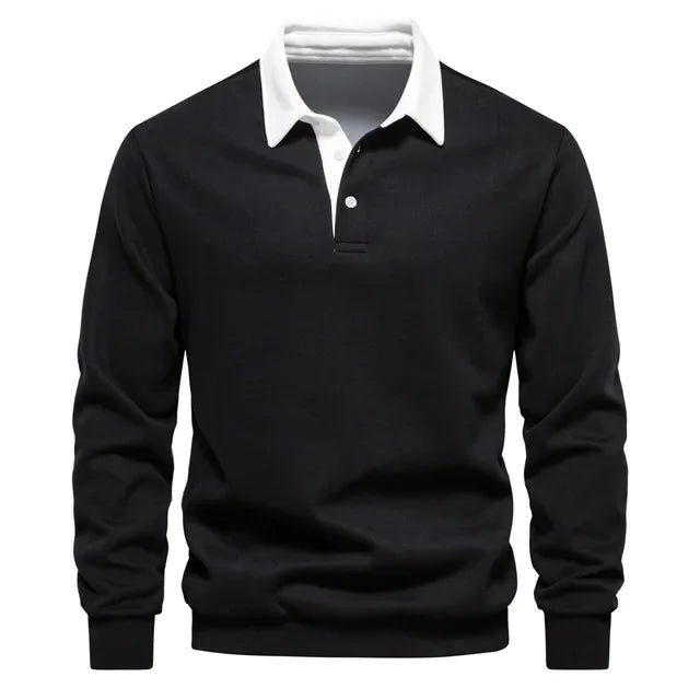 Men's polo sweatshirt with stand-up collar