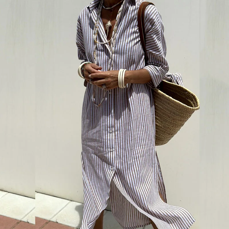 Classic Striped Shirt Dress for women