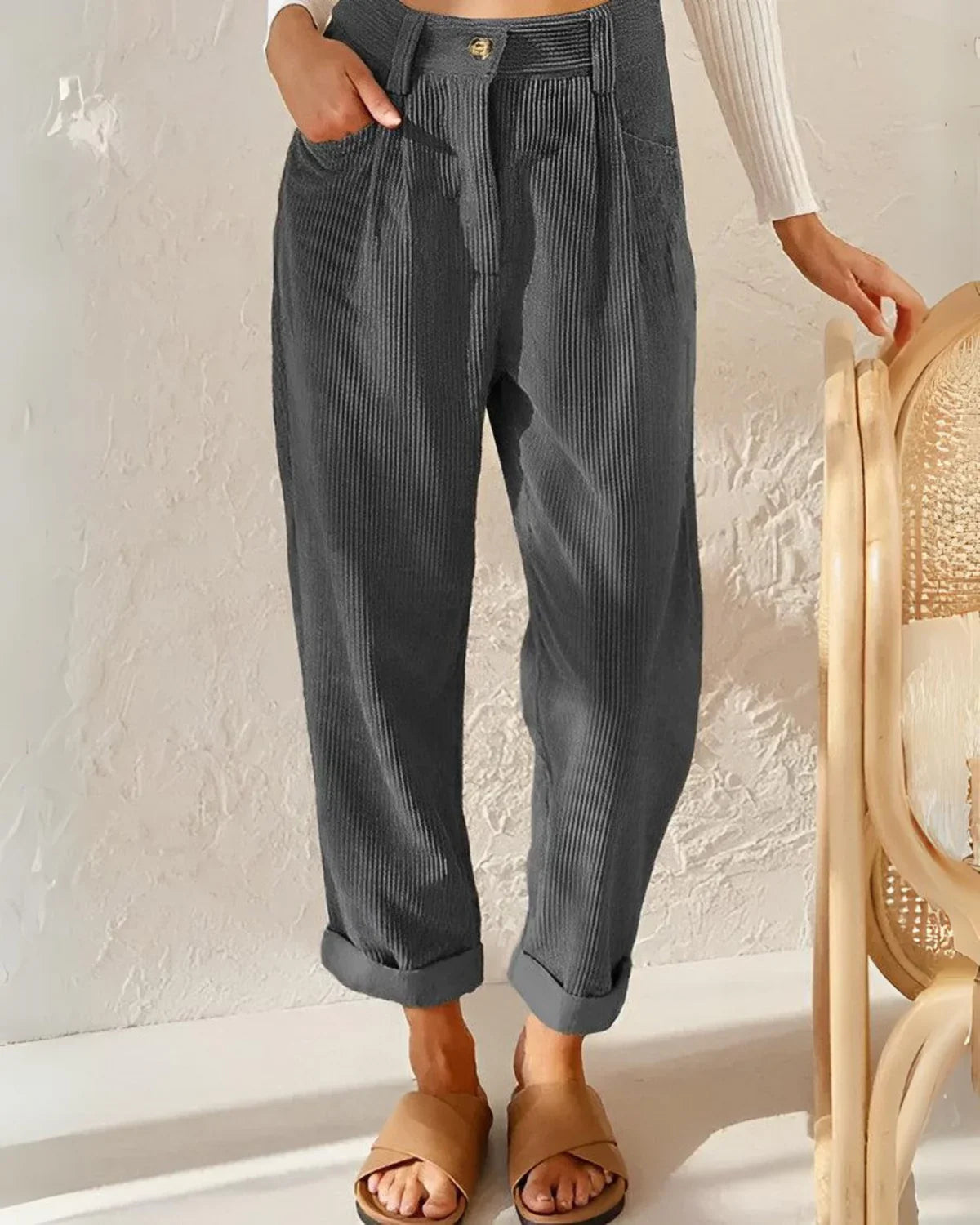 High Waisted Flowy Suit Trousers