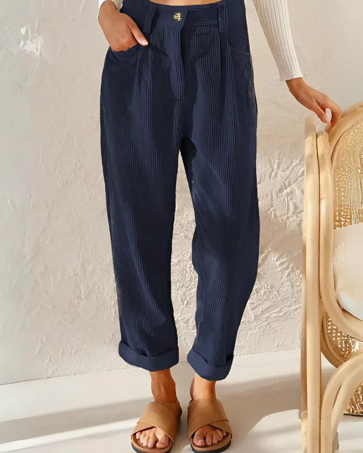 High Waisted Flowy Suit Trousers