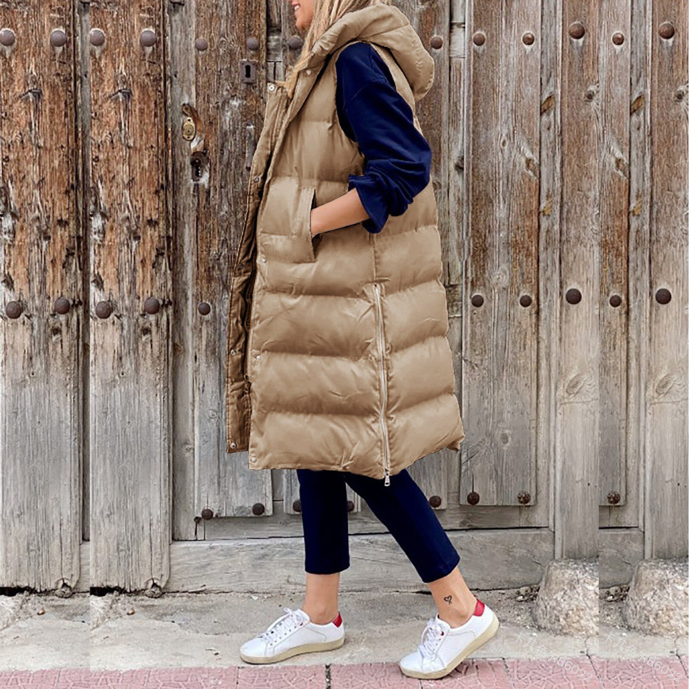 Aspen - Sleeveless Cotton Coat with Hood