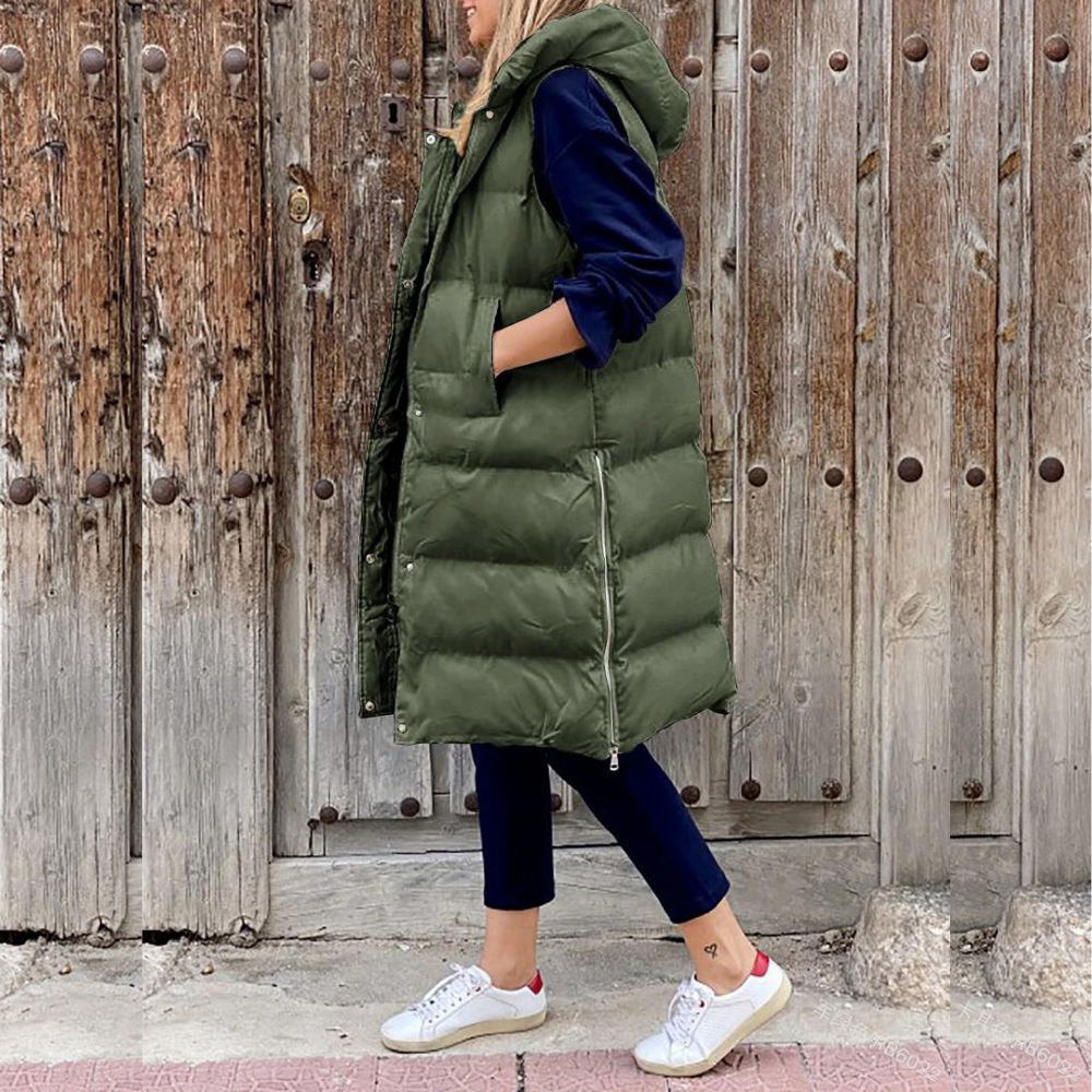 Aspen - Sleeveless Cotton Coat with Hood