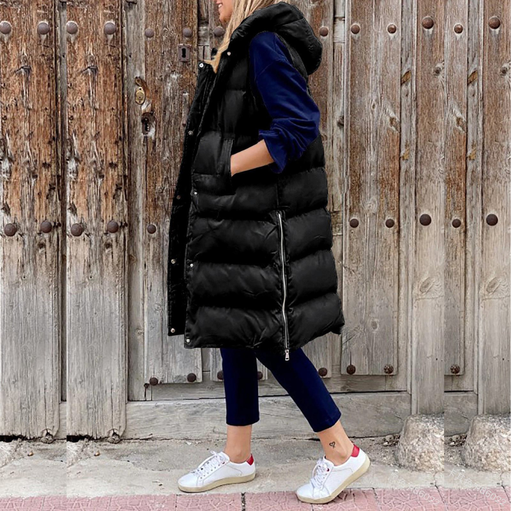 Aspen - Sleeveless Cotton Coat with Hood