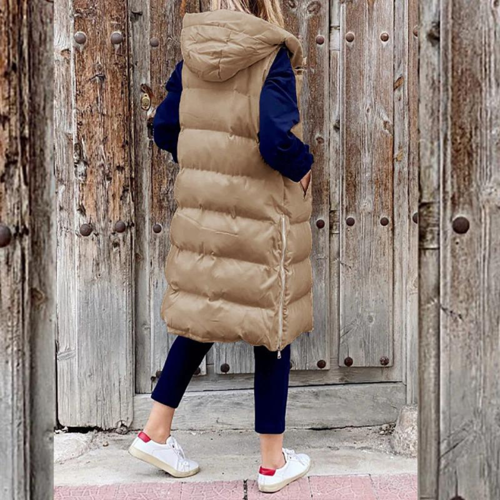 Aspen - Sleeveless Cotton Coat with Hood