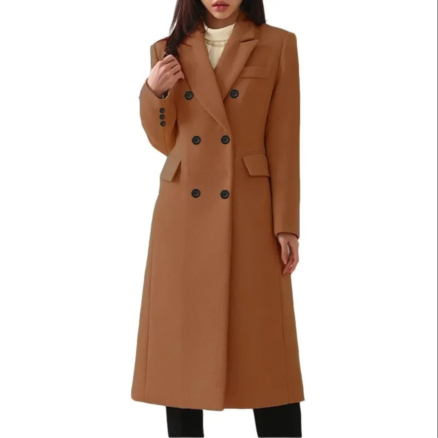 Elegant coat with double collar