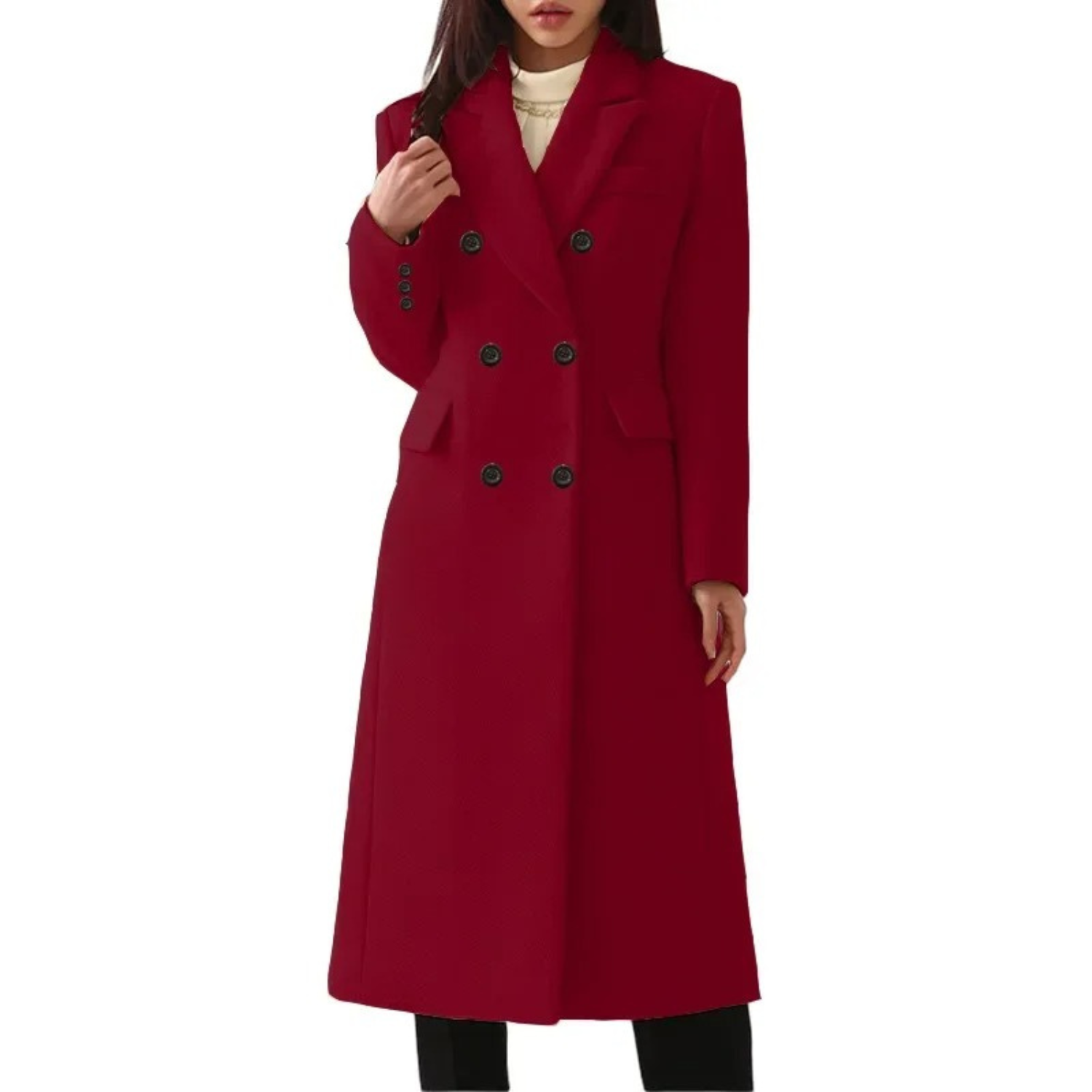 Elegant coat with double collar