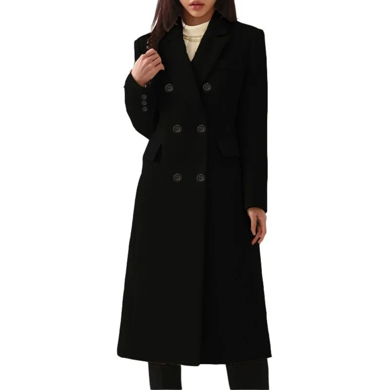 Elegant coat with double collar