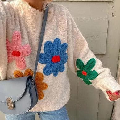 Floral decorative jumper for women