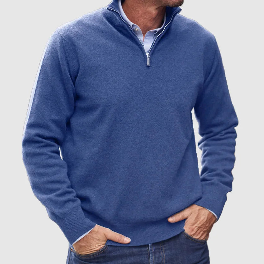 Jumper with zip collar for men