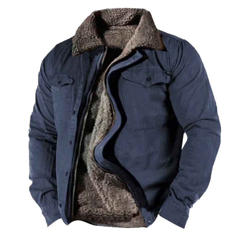 Warm winter jacket with fur lining for men