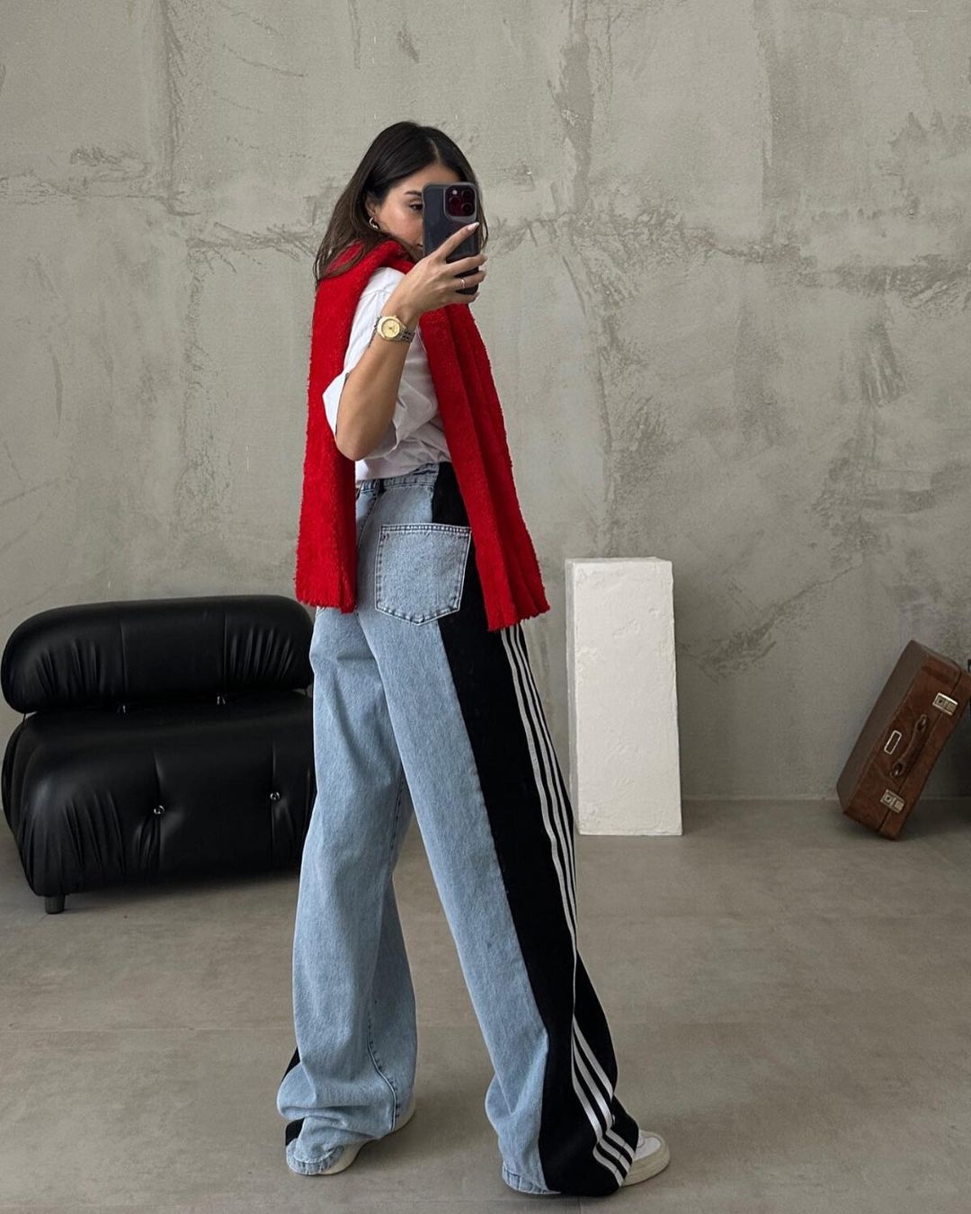 Silvia - High Waisted Straight Patchwork Jeans