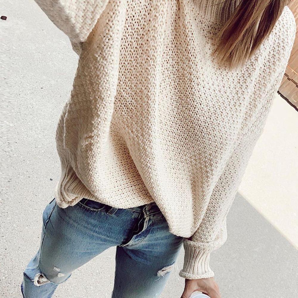 Plain Long-sleeved Sweater