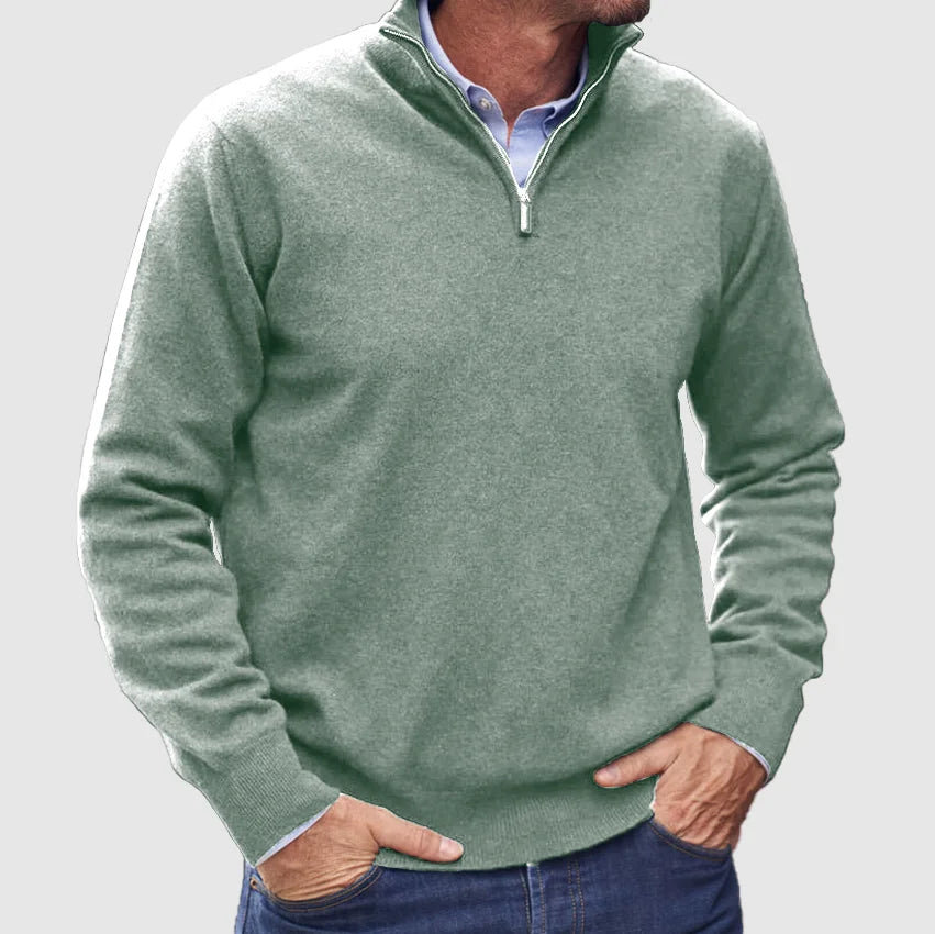 Jumper with zip collar for men