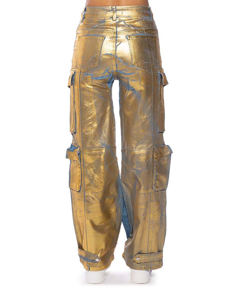 Mirella - Pocket Cargo Style Metallic Jeans