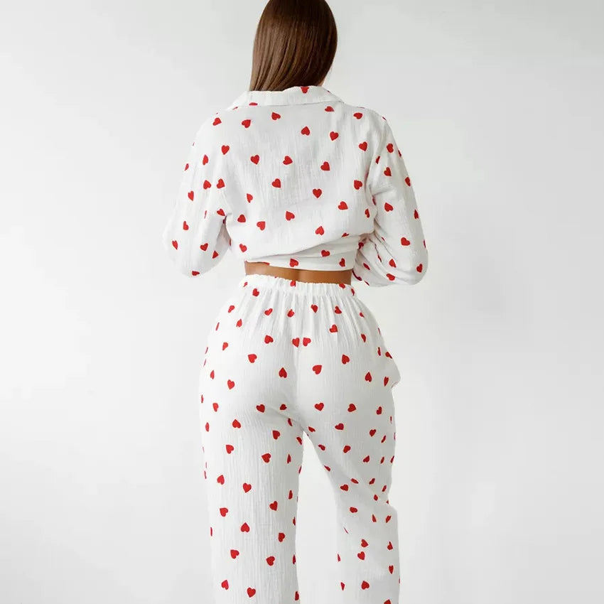 Avery - Heart Print Pyjama Set