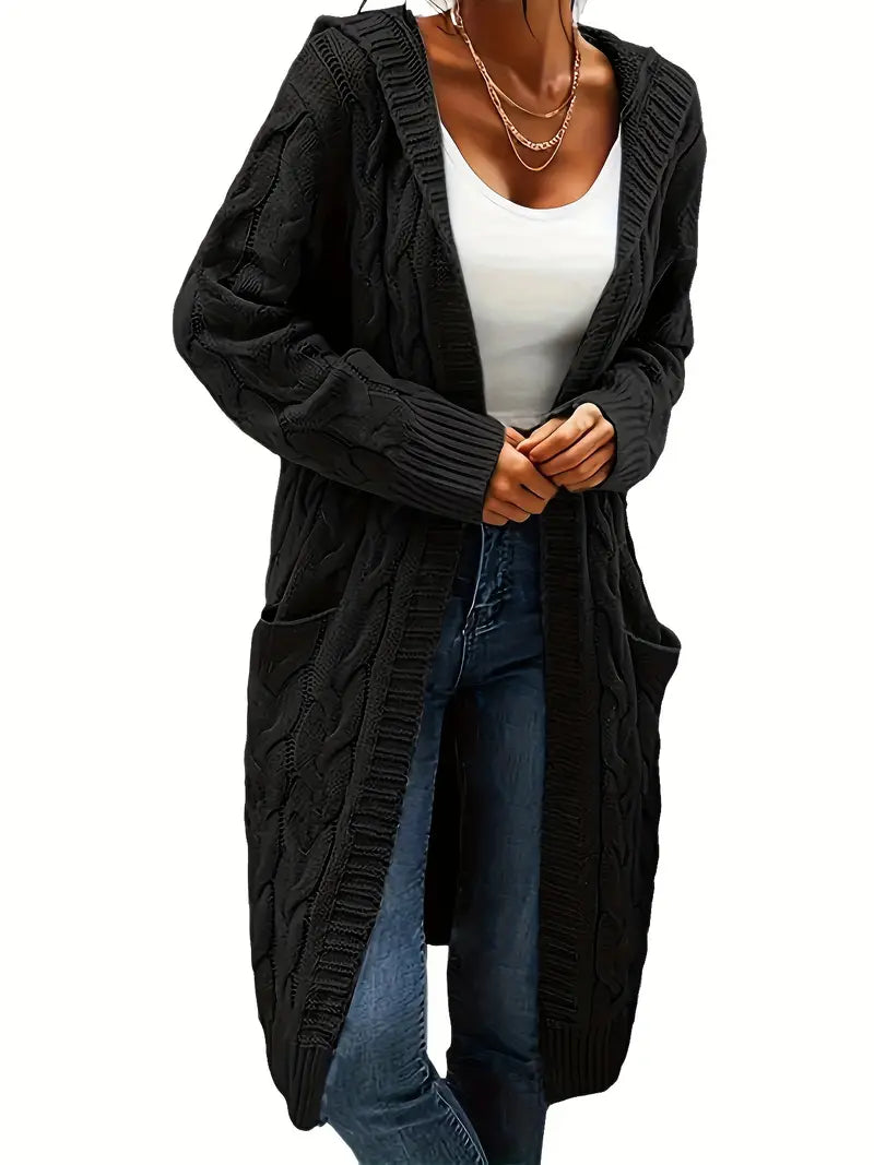 Cable Knit Hooded Cardigan for women