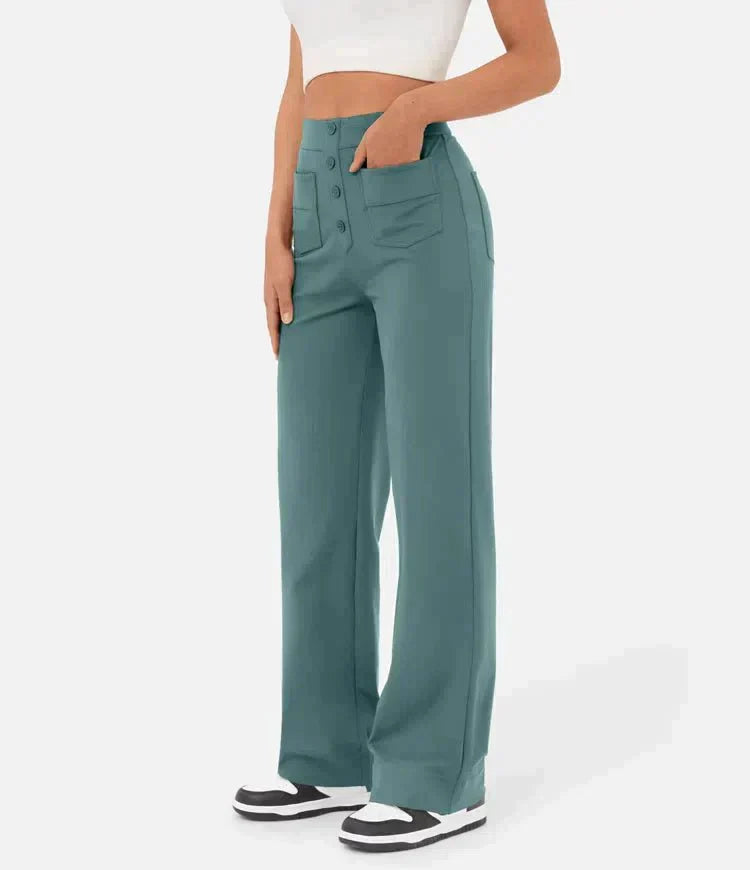 High-Waisted Elastic Pants