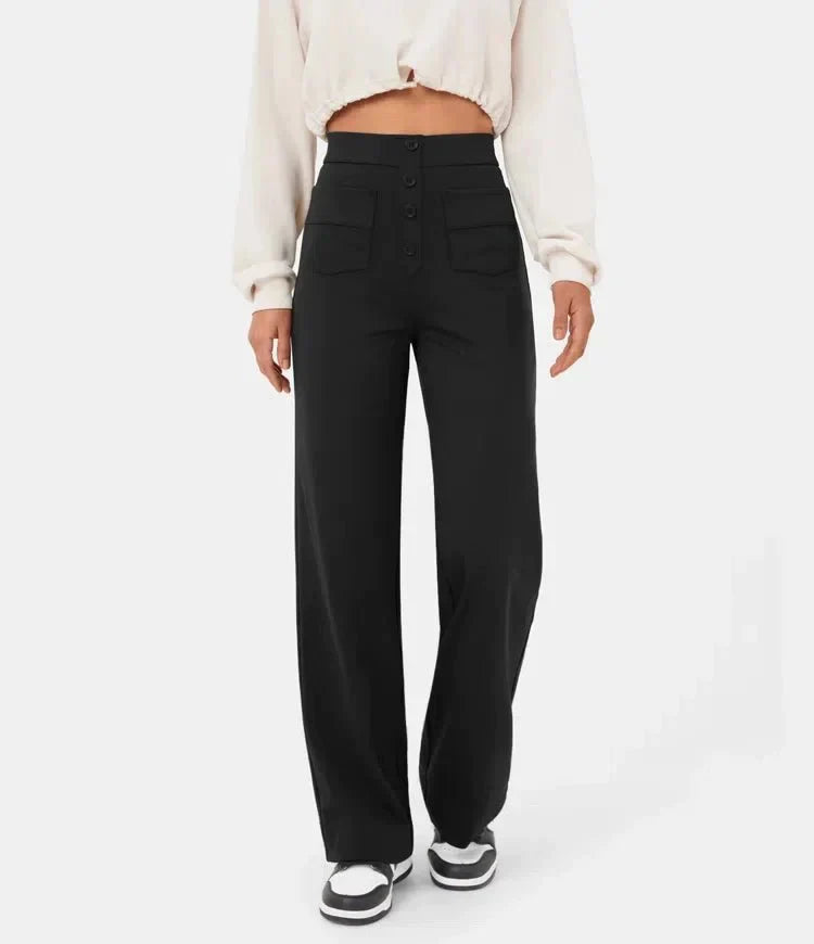 High-Waisted Elastic Pants