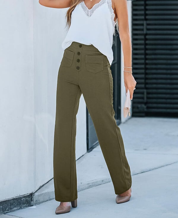 High-Waisted Elastic Pants