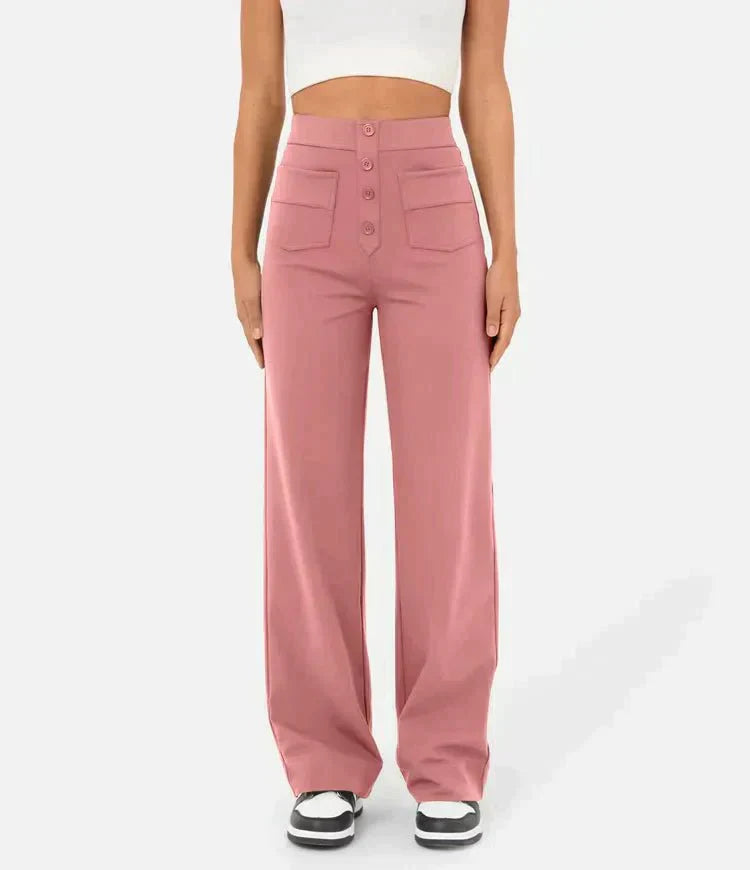 High-Waisted Elastic Pants